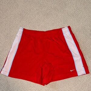 Nike Women's Red and White Athletic Shorts—sz4-6